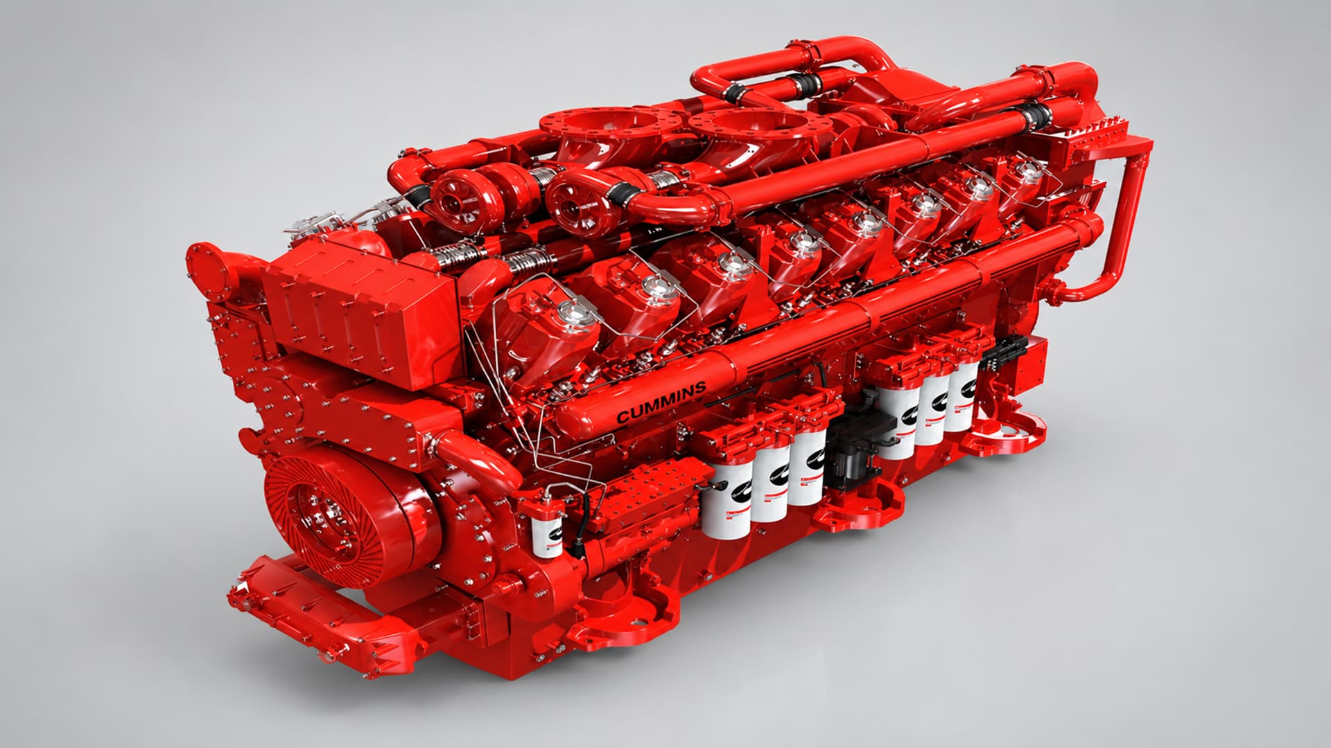Glossy Red Industrial Engine Render